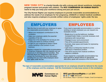 New York City Pregnancy Accommodations Notice