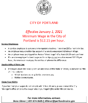 City of Portland Minimum Wage