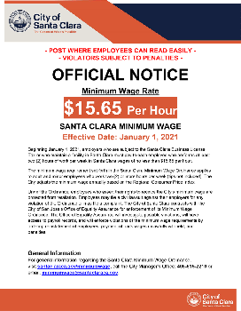 City of Santa Clara Official Minimum Wage Bulletin