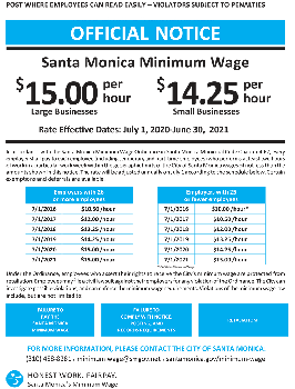 City of Santa Monica Minimum Wage Official Notice