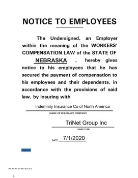 Nebraska WORKERS' COMP STANDALONE Poster