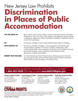 New Jersey Prohibits Discrimination in Places of Public Accommodation Poster