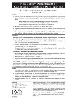 New Jersey Overtime Restrictions for Healthcare Facilities Poster