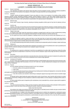 New Jersey Wage Order #13 Poster