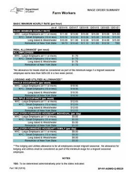 New York Agricultural Wage Order Poster