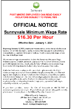 City of Sunnyvale Minimum Wage Official Notice