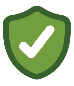 Green shield with checkmark icon