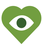 Eyeball within a heart green icon